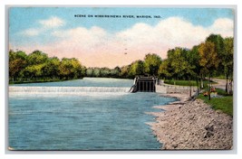 Scene on Mississinewa River Marion Indiana IN Linen Postcard T23 - $3.91