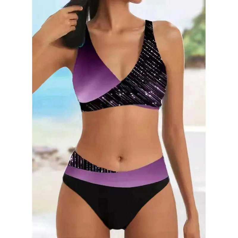 Sporting Womens Swimming Suit Bikini Set Fantastic Women Striped Swimsuit Swimwe - £31.97 GBP