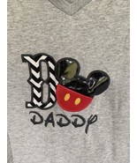 Mickey Mouse Daddy T-Shirt Large Short Sleeve V-Neck Shirt Gray Red Blac... - $6.65