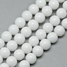 Bead Lot 10 strands 6mm round White color 13 inch strands  GR25Z - £7.45 GBP