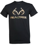 Realtree Men's Short Sleeve 100% Cotton Tee Shirt Black w/ Camo Logo Choose Size - $11.99