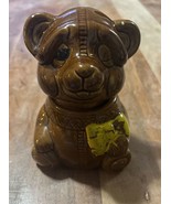 Vintage 1982 Honey Pot Sad Teddy Bear Ceramic Honey Jar Houston Foods - $9.50