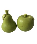 Salt n Pepper Shakers Apple Pear Green  Vintage Fruit Ceramic 1970s Farm... - £11.74 GBP