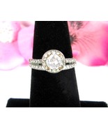BRILLIANT CUT CZ Stone RING 2 Rows Clear Rhinestones Silver&amp; Coppertone ... - $15.83