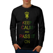 Keep Calm Weed Pot Rasta Tee On Rasta Smoke Men Long Sleeve T-shirt - £11.78 GBP