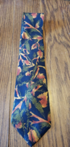 Enrico Coveri Blue Green Rustic Nature Pattern 3 Inch Wide Necktie - £9.33 GBP