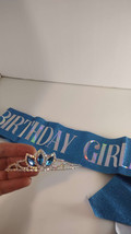 Birthday Girl Crown &amp; Sash for Women Blue Birthday Tiara for Girls Birthday - £7.50 GBP