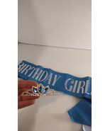 Birthday Girl Crown &amp; Sash for Women Blue Birthday Tiara for Girls Birthday - £7.39 GBP