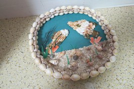 Handmade Fish Seashell Scene In Wicker Plate 8&quot; Diameter Beach Shells Tr... - $15.00
