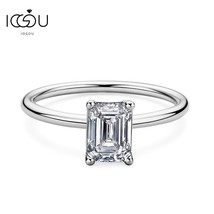 Solitaire Emerald Cut Moissanite Ring D-E Color 5x7mm 1.0ct Sterling Silver Enga - £59.48 GBP