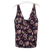 Lands End Tankini Top Womens 16L Tall Used Purple Floral - £15.53 GBP