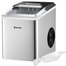 Stainless Steel Ice Maker Machine Countertop 26Lbs/24H Self-Clean w/Scoop Silver - £187.41 GBP