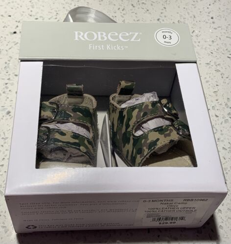 NEW Robeez First Kicks Baby Shoes Nakai Camo Olive Sandals Shoes Newborn 0-3M - $11.89
