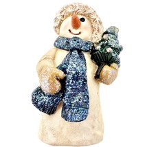 Brooch 2 x 1 White Blue Glittery Snowman Winter Christmas NEW - £7.16 GBP