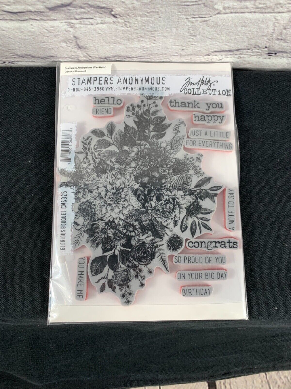 Tim Holtz GLORIOUS BOUQUET Cling Mounted Red Rubber Stamps w/gridblock  #CMS325 - $23.00