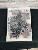 Tim Holtz GLORIOUS BOUQUET Cling Mounted Red Rubber Stamps w/gridblock  ... - £18.42 GBP
