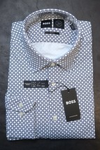 HUGO BOSS Hombre Hank Kent Viaje Ajustado Performance Elástico Camisa 38 15 - $64.13