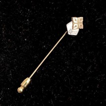 Vintage Glendale Federal Bank Stick Pin Gold-Tone Logo Lapel Hat Pin Diamond - £31.81 GBP
