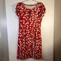 D.B. Moon Floral Midi Dress Ruffle Sleeve Casual Summer Dress Size L - $534.86 MXN