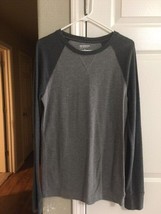 Men&#39;s Arizona Henley Long Sleeve Shirt--Two-Tone Gray--Size M - £7.17 GBP