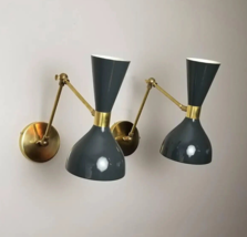 Pair Italian Modern Brass Enamel Sconce Reading Lamp Wall  light Fixture Brass - £126.80 GBP