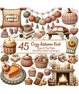 45 Cozy Autumn Knit Clipart | Hygge Fall PNG Bundle | Transparent PNGs |... - $3.60