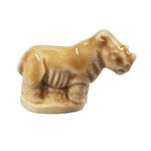 Wade Whimsies Brown Rhino Miniature Ceramic Figure Animal Figurine Red R... - $9.94