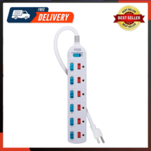 6 Outlet Power Strip With Multi-Outlet Independent Switches Overload Pro... - £13.05 GBP