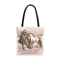 Personalised Tote Bag, Cowgirl &amp; Horse, Brown Hair, Olive Skin, Blue Eyes, Tote  - £21.96 GBP+