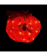Halloween Light Up Pumpkin Natural Fiber Jack O Lantern Indoor Decor - $23.40 CAD