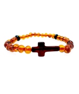 Natural Baltic Amber bracelet with cross women men unisex bracelet / Ce... - £45.42 GBP