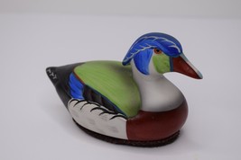 Vintage Jasco Ceramic Duck Lint Remover Figurine w/ Blue Head 5&quot; - £7.90 GBP