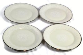 Lenox Moonspun Set of 4 Round Salad Plates Platinum Trim 8 1/8&quot; - £24.83 GBP