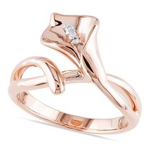 0.01CT Rund Natürlicher Diamant Calla Blume Ring IN 14K Rose Vergoldet Silber - £241.22 GBP