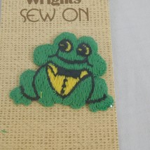 Wrights Sew On Applique Embroidered Green Yellow Frog Tux Patch 1.5&quot;x1.7... - £2.34 GBP