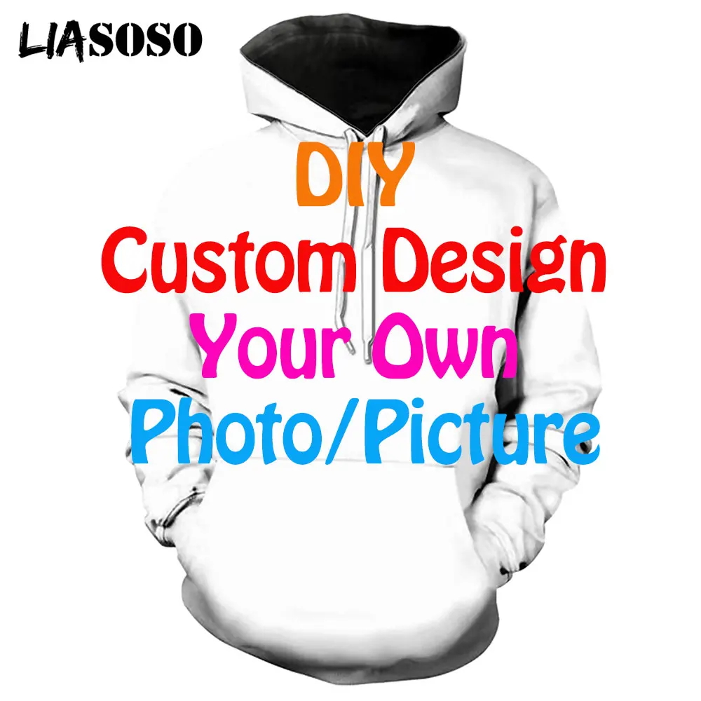 LIASOSO 3D Print Diy Custom Design Men Hoodies Women Clothing Hip Hop Tops Hoody - £138.98 GBP