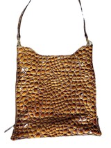 RETRO Image Leather Bag Gold metallic Faux Reptile Large from Turkey Stu... - £158.57 GBP