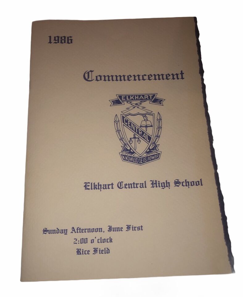 Elkhart Central High School 1986 Commencement Program “Rice Field” - $8.12