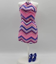 2001 Mattel Barbie Go In Style # 68014 - Pink Chevron Dress & Shoes - $9.74