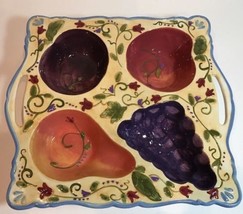 Elements Fruit Shaped MultiColor 4 Divided Section Square Serving Tray W/ Handle - £35.02 GBP