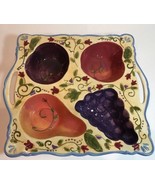 Elements Fruit Shaped MultiColor 4 Divided Section Square Serving Tray W... - £34.94 GBP