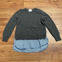 Crewcuts Girls Gray Sweater Blue Shirttail Merino Wool Blend Size 6/7 J.Crew - £22.21 GBP