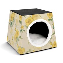 Mondxflaur Retro Yellow Cat Beds for Indoor Cats Cave Bed 3 in 1 Pet House - £26.37 GBP