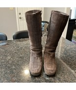 Vintage Almont brown suede leather shearling lined boots Size 8 Boho Hippie - $864.66 MXN