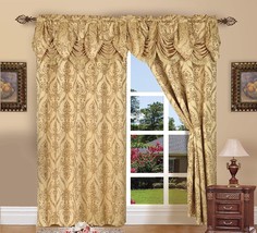Elegant Comfort Penelopie Jacquard Look Curtain Panels, 54 By, Penelopie Gold - £33.68 GBP