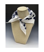 Echo Handkerchief Head Scarf Leaves Hankie Leaf White Blue Azlon Silk 26128 - $511.97 MXN