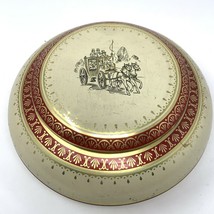 Cookie Tin Round West Germany Red Gold Tin Container Stagecoach Pictorial - £11.51 GBP