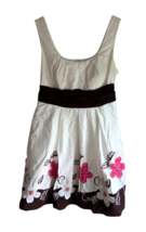 City Triangles White Brown Floral Appliqué Embroidered Vintage Y2K Dress... - $34.99