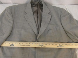 Mens Oscar De La Renta Gray Checkered Three Button 46L Pure Wool Sportcoat - £33.39 GBP