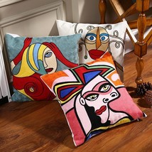 100% Cotton Picasso Embroidered Cushion Cover Car Chair Cushion Case Sup... - £20.49 GBP